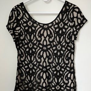 Black and cream lace short sleeve top by Banana Republic.  Size S.
